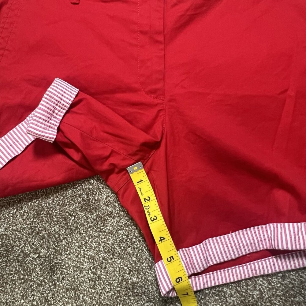 Talbots Women’s Red Relaxed Chino Short Cuffs Petite Size 12 Stretch Christmas - Picture 8 of 12